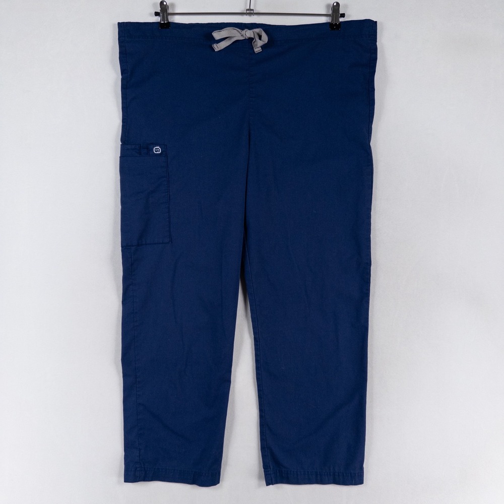 WonderWink Scrub Pants Unisex L Blue Drawstring Cargo Style 500 Medical Uniform